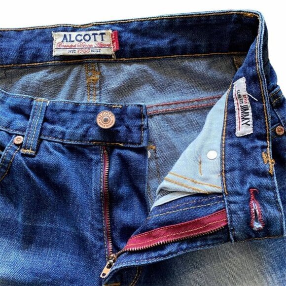 Alcott Men's Navy Blue Dark Wash Slim Fit Jimmy Distressed Denim Jeans US 28 - Picture 8 of 12